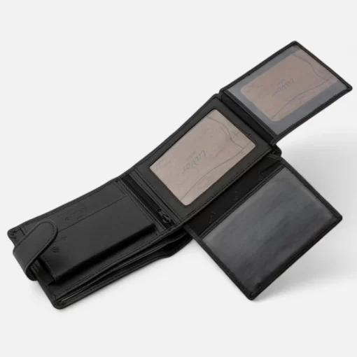 Lavor Δερμάτινο Ανδρικό Πορτοφόλι Μεσαίου Μεγέθους με RFID Προστασία 1-3653 Μαύρο