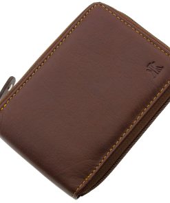 Δερμάτινο Πορτοφόλι πλάγιο με φερμουάρ Kappa 4094BZ-Καφέ