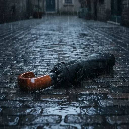 Μαύρη Αυτόματη Σπαστή Ομπρέλα Open/Close με Ξύλινη Λαβή 4165-01