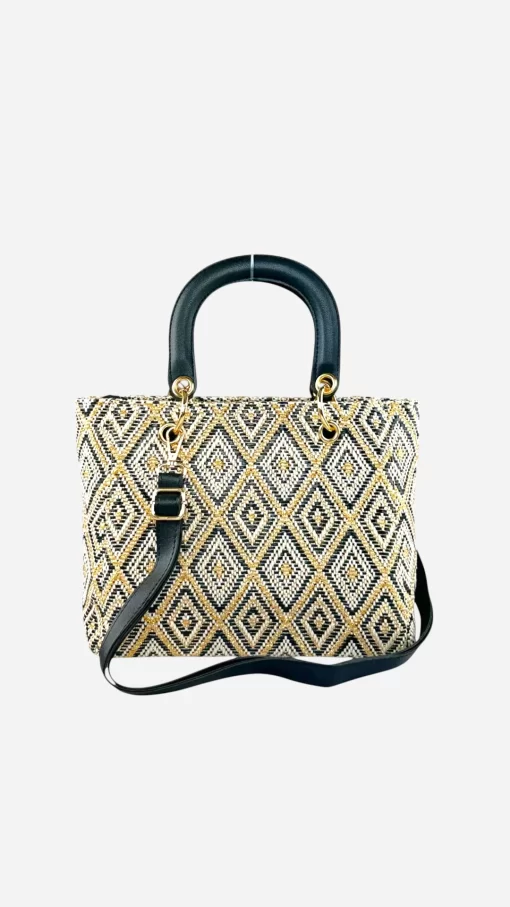 Γυναικεία Ψάθινη Τσάντα Χειρός Verde 48-0284 Μαύρο