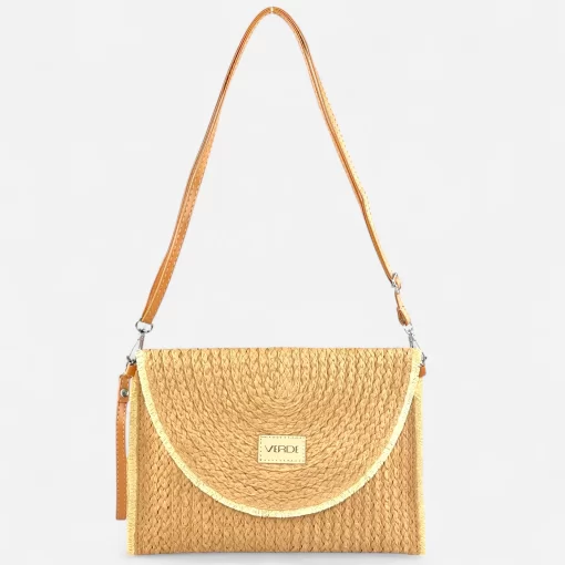 Γυναικεία Ψάθινη Τσάντα Φάκελος Verde 48-0289 Μαύρο