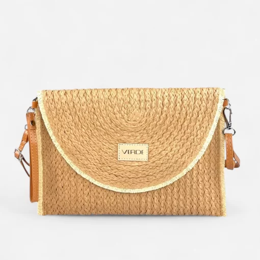 Γυναικεία Ψάθινη Τσάντα Φάκελος Verde 48-0289 Μαύρο