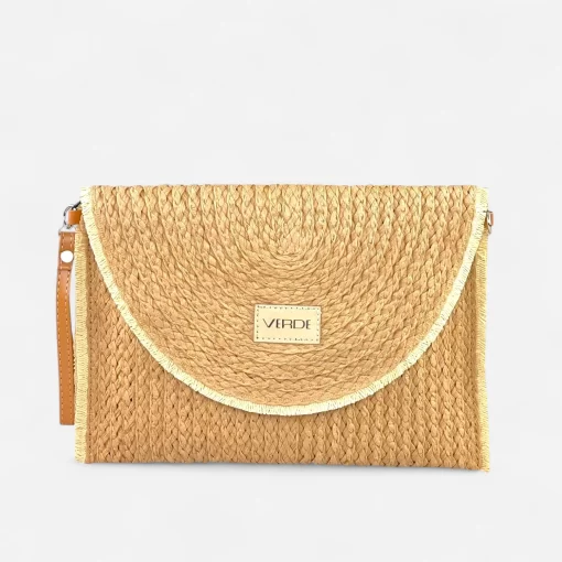 Γυναικεία Ψάθινη Τσάντα Φάκελος Verde 48-0289 Μαύρο