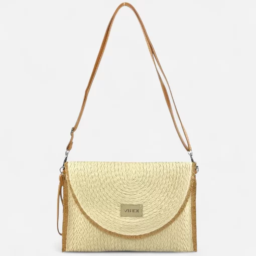 Γυναικεία Ψάθινη Τσάντα Φάκελος Verde 48-0289 Μαύρο