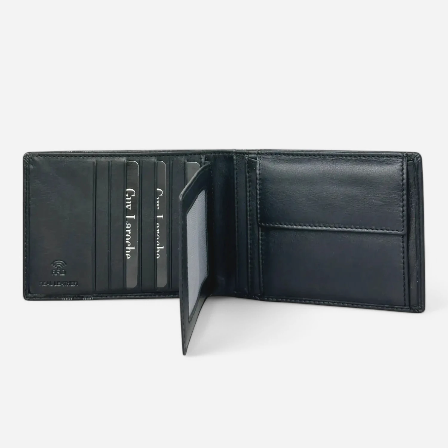 Ανδρικό δερμάτινο πορτοφόλι Guy Laroche 48001 σε μαύρο χρώμα με θήκη για κέρματα