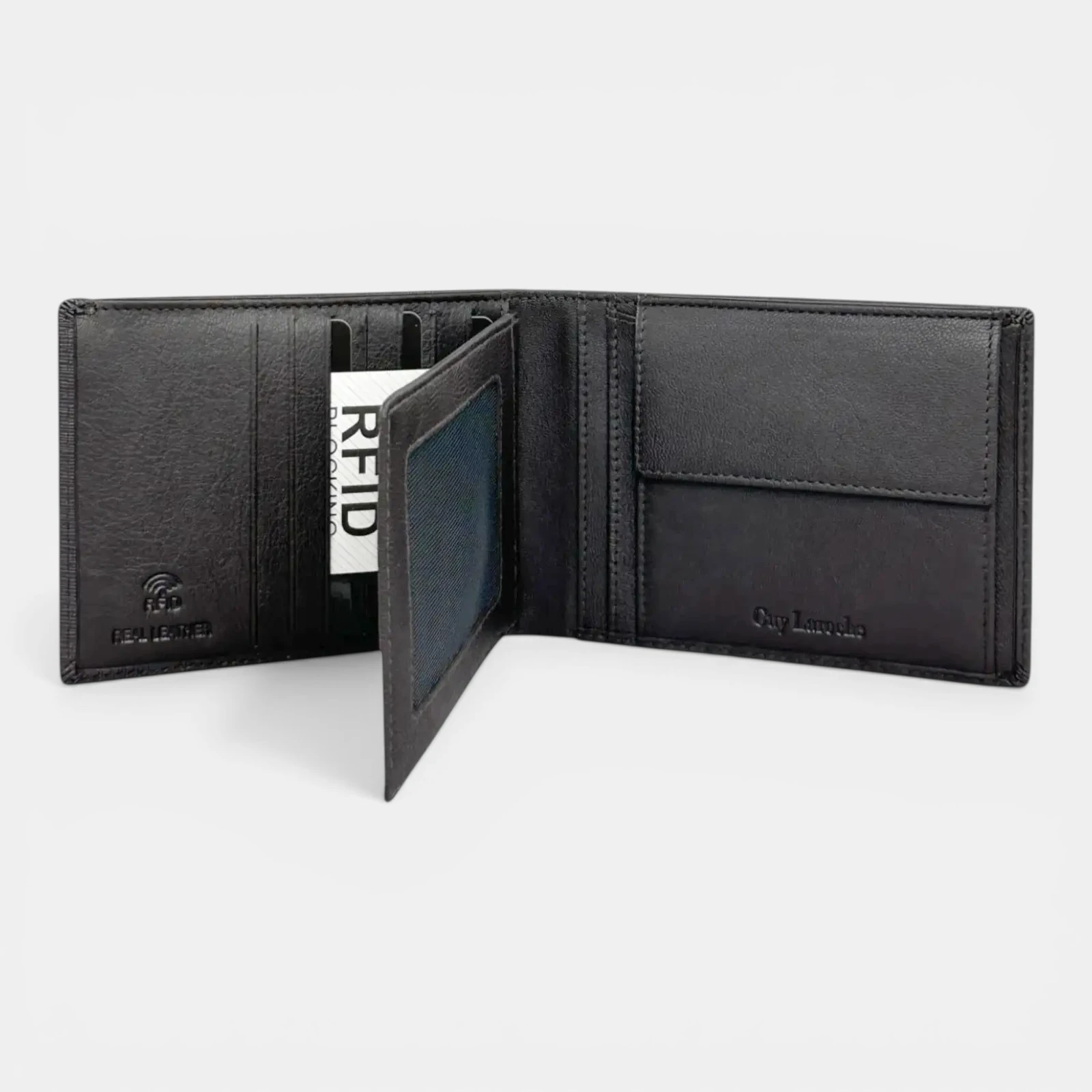 Ανδρικό δερμάτινο πορτοφόλι Guy Laroche 48001 σε καφέ χρώμα με θήκη για κέρματα