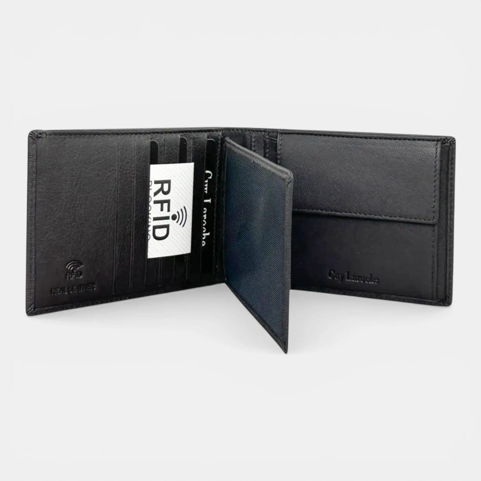 Ανδρικό δερμάτινο πορτοφόλι Guy Laroche 48001 σε καφέ χρώμα με θήκη για κέρματα