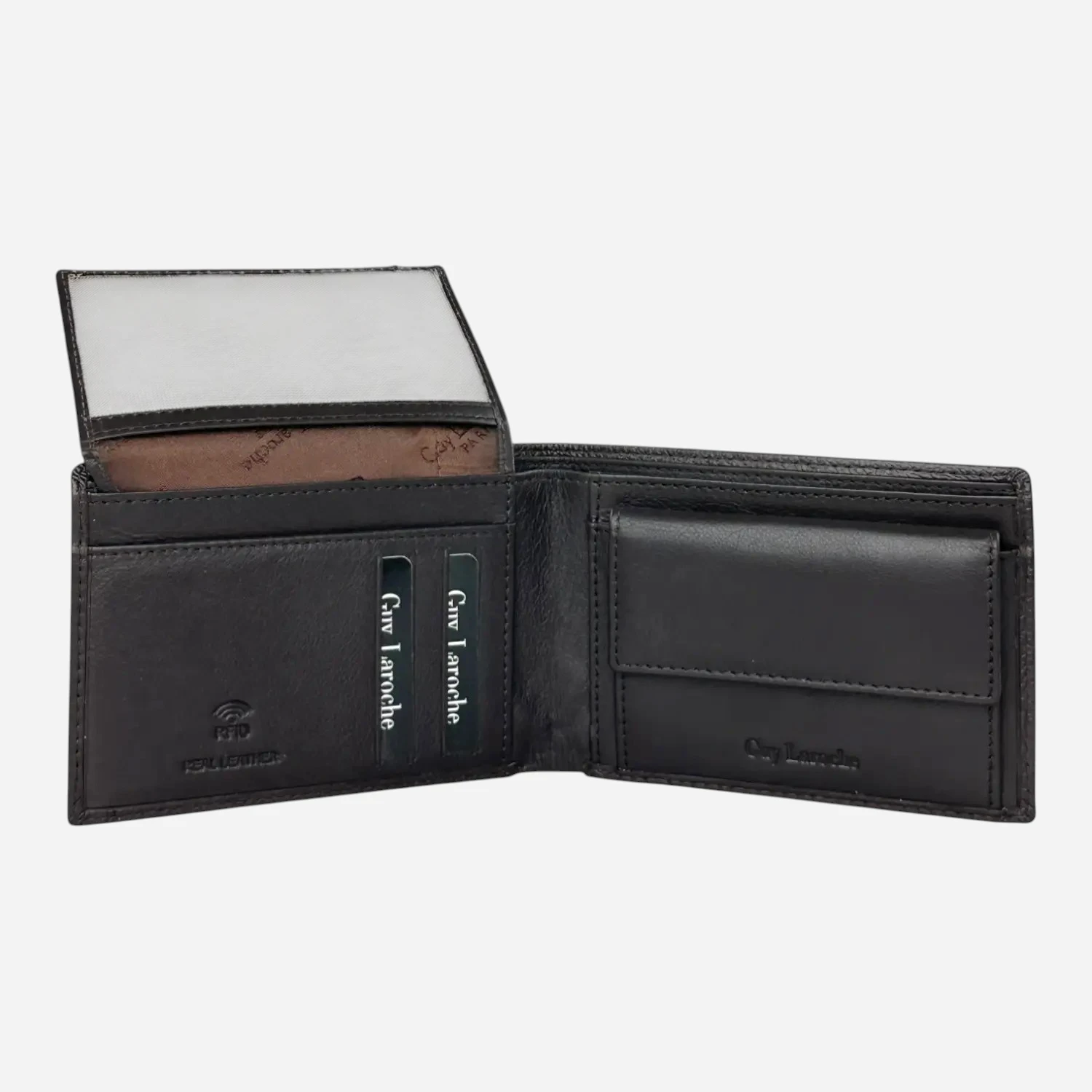 Ανδρικό δερμάτινο πορτοφόλι Guy Laroche 48002 σε καφέ χρώμα από μοσχαρίσιο δέρμα