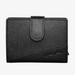 Δερμάτινο πορτοφόλι-καρτοθήκη Guy Laroche 48004 σε μαύρο χρώμα με μεταλλικό μηχανισμό ανάδυσης καρτών