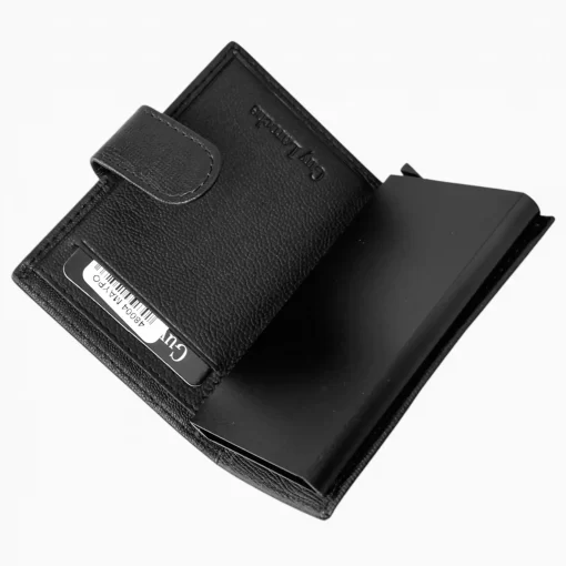 Guy Laroche Δερμάτινο πορτοφόλι-καρτοθήκη με μηχανισμό 48004 Μαύρο