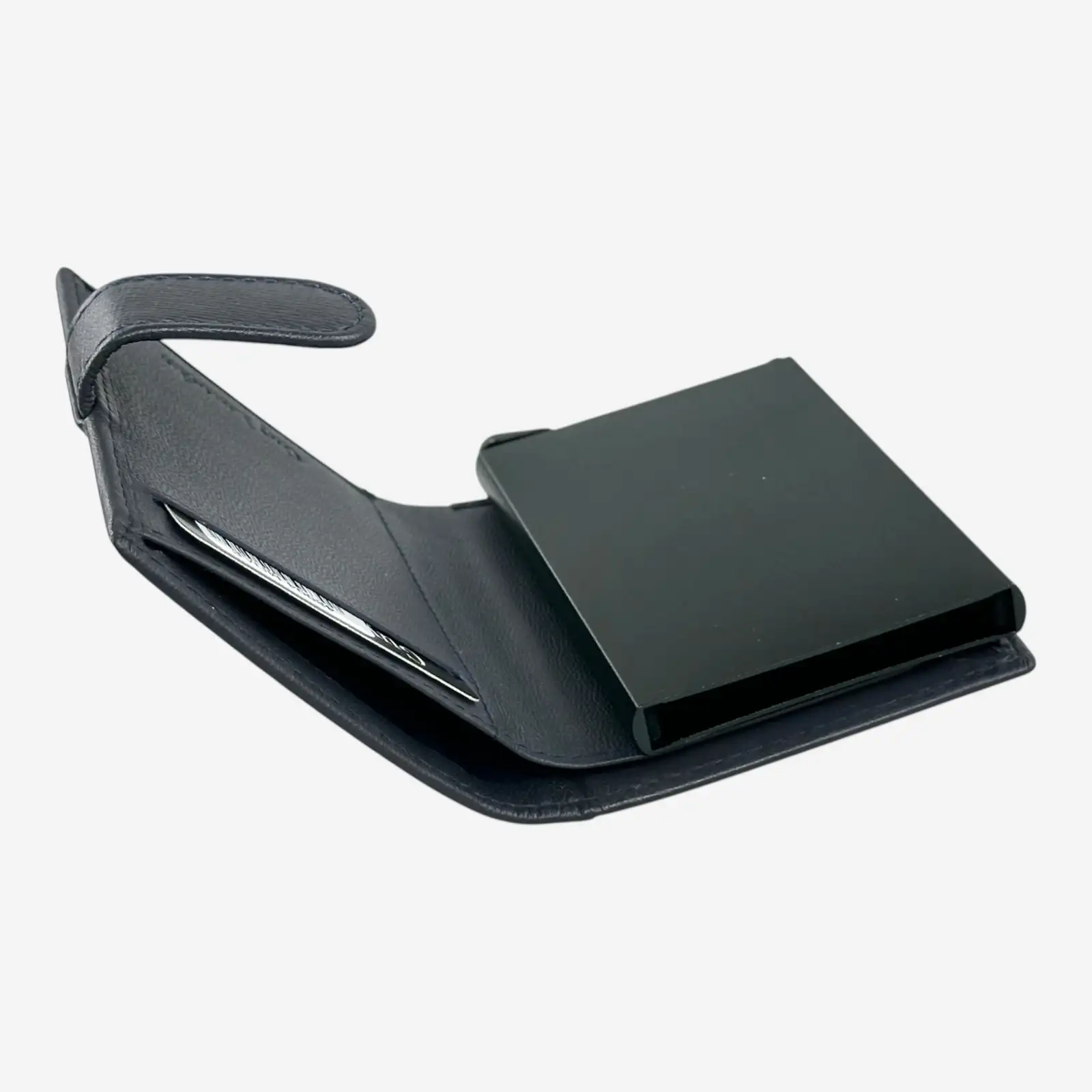 Δερμάτινο πορτοφόλι-καρτοθήκη Guy Laroche 48004 σε μπλε χρώμα με μεταλλικό μηχανισμό ανάδυσης καρτών