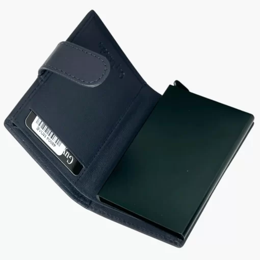 Guy Laroche Δερμάτινο πορτοφόλι-καρτοθήκη με μηχανισμό 48004 Μπλε