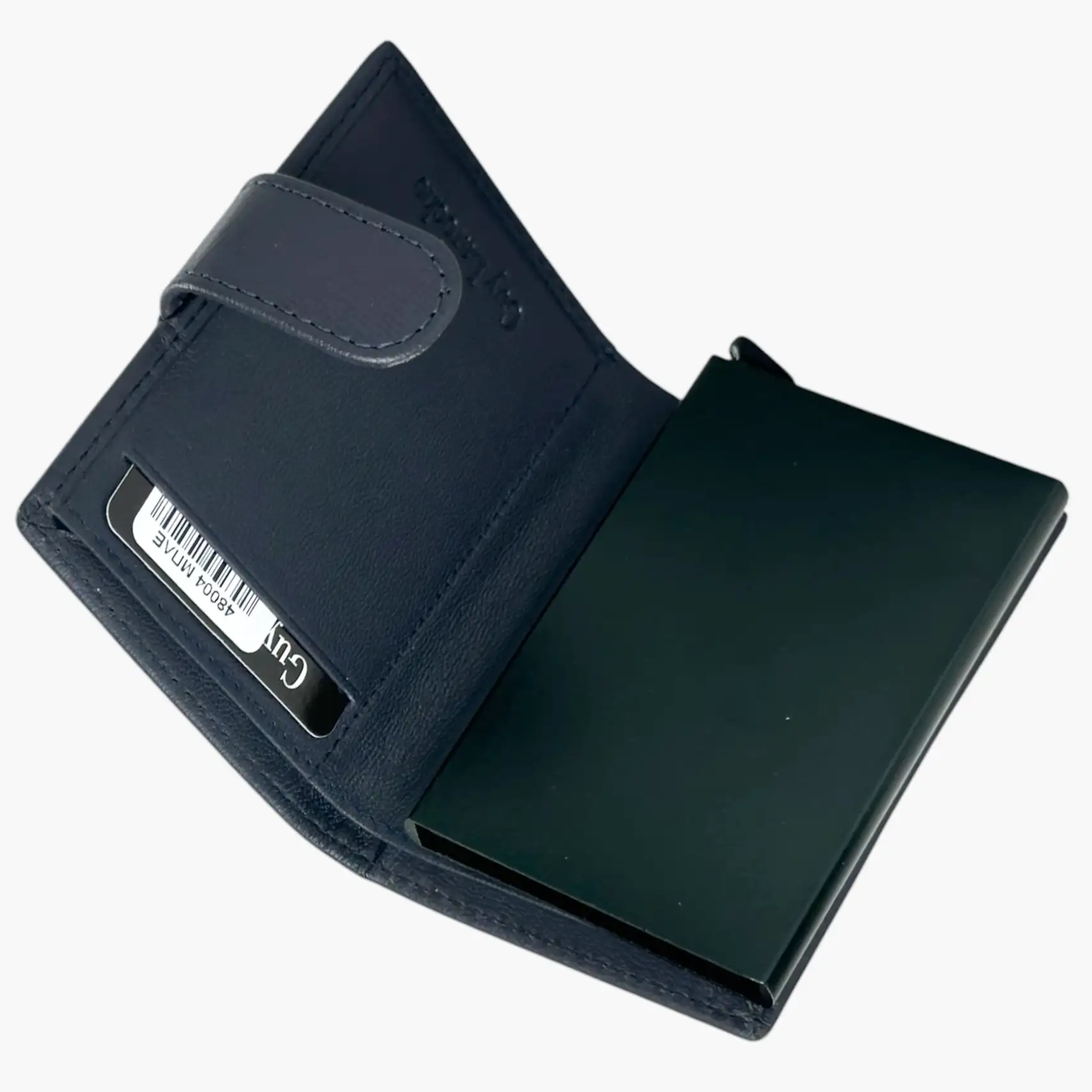 Δερμάτινο πορτοφόλι-καρτοθήκη Guy Laroche 48004 σε μπλε χρώμα με μεταλλικό μηχανισμό ανάδυσης καρτών