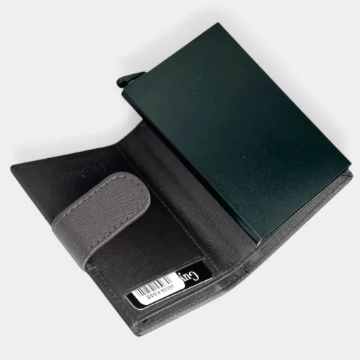 Guy Laroche Δερμάτινο πορτοφόλι-καρτοθήκη με μηχανισμό 48004 Καφέ