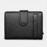 Δερμάτινο πορτοφόλι-καρτοθήκη Guy Laroche 48404 σε μαύρο χρώμα με μεταλλικό μηχανισμό ανάδυσης καρτών