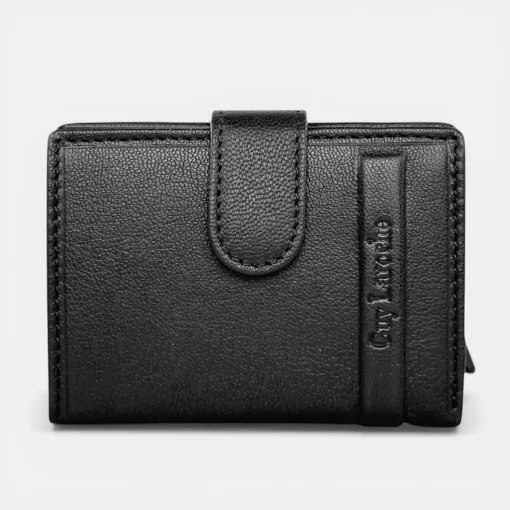 Guy Laroche Δερμάτινο πορτοφόλι-καρτοθήκη με μηχανισμό 48404 Μαύρο