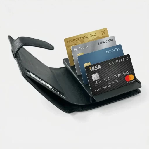 Guy Laroche Δερμάτινο πορτοφόλι-καρτοθήκη με μηχανισμό 48404 Μαύρο