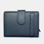 Δερμάτινο πορτοφόλι-καρτοθήκη Guy Laroche 48404 σε μπλε χρώμα με μεταλλικό μηχανισμό ανάδυσης καρτών