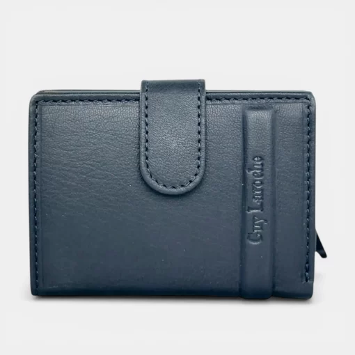 Guy Laroche Δερμάτινο πορτοφόλι-καρτοθήκη με μηχανισμό 48404 Μπλε