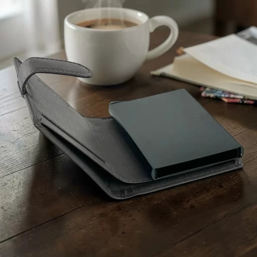 Guy Laroche Δερμάτινο πορτοφόλι-καρτοθήκη με μηχανισμό 48404 Καφέ