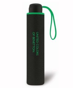 Benetton Ομπρέλα Βροχής σπαστή χειροκίνητη Super Mini Μαύρη 56201