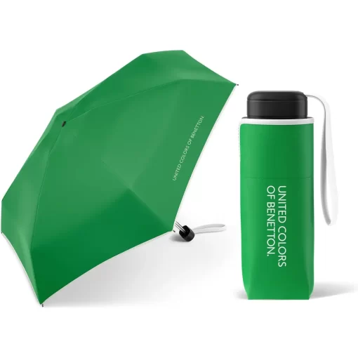 Γυναικεία Ομπρέλα Benetton Ultra Mini χειροκίνητη σπαστή Πράσινη 56404