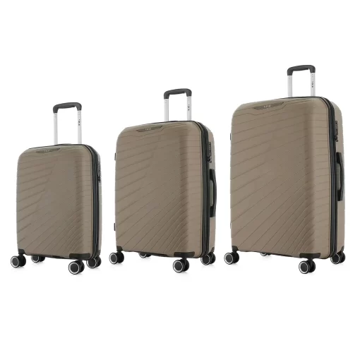 Set 3 Βαλιτσών από Πολυπροπυλένιο με Επέκταση 55εκ.+68εκ.+76εκ RCM 585-SET Μπεζ