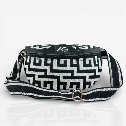 Ari Gorgio Γυναικεία τσάντα μέσης στήθους Μαύρη σε ύφασμα καμβά 78776-01