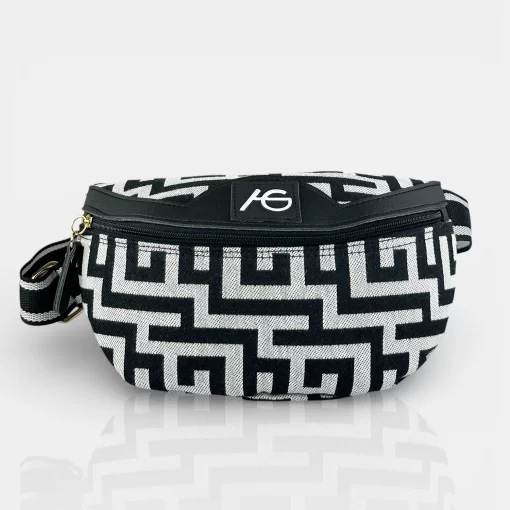 Ari Gorgio Γυναικεία τσάντα μέσης στήθους Μαύρη σε ύφασμα καμβά 78776-01