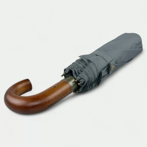 Guy Laroche Ομπρέλα Βροχής Αυτόματη Σπαστή με Ξύλινη Λαβή 8101-02 Γκρι