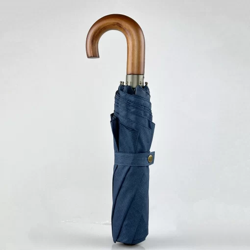 Guy Laroche Ομπρέλα Βροχής Αυτόματη Σπαστή με Ξύλινη Λαβή 8101-03 Μπλε