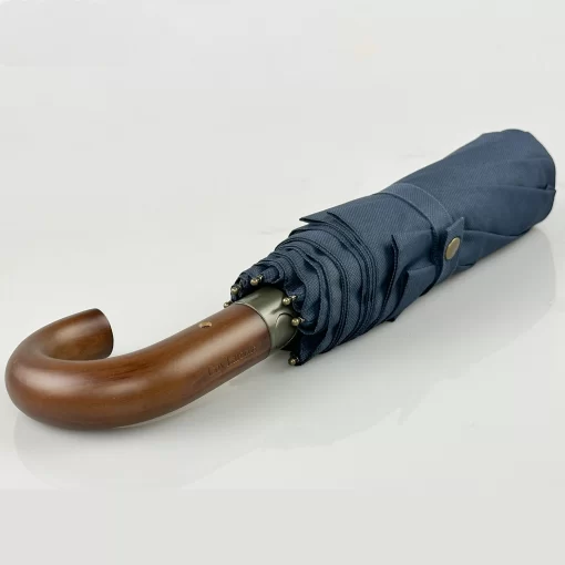 Guy Laroche Ομπρέλα Βροχής Αυτόματη Σπαστή με Ξύλινη Λαβή 8101-03 Μπλε