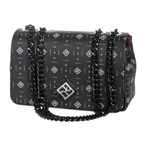 Τσάντα Ώμου Pierro Accessories Μαύρη με Αλυσίδα 90799PM01