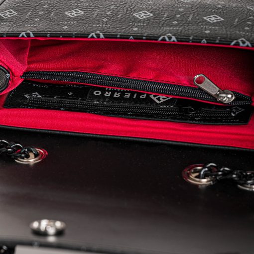 Τσάντα Ώμου Pierro Accessories Μαύρη με Αλυσίδα 90799PM01