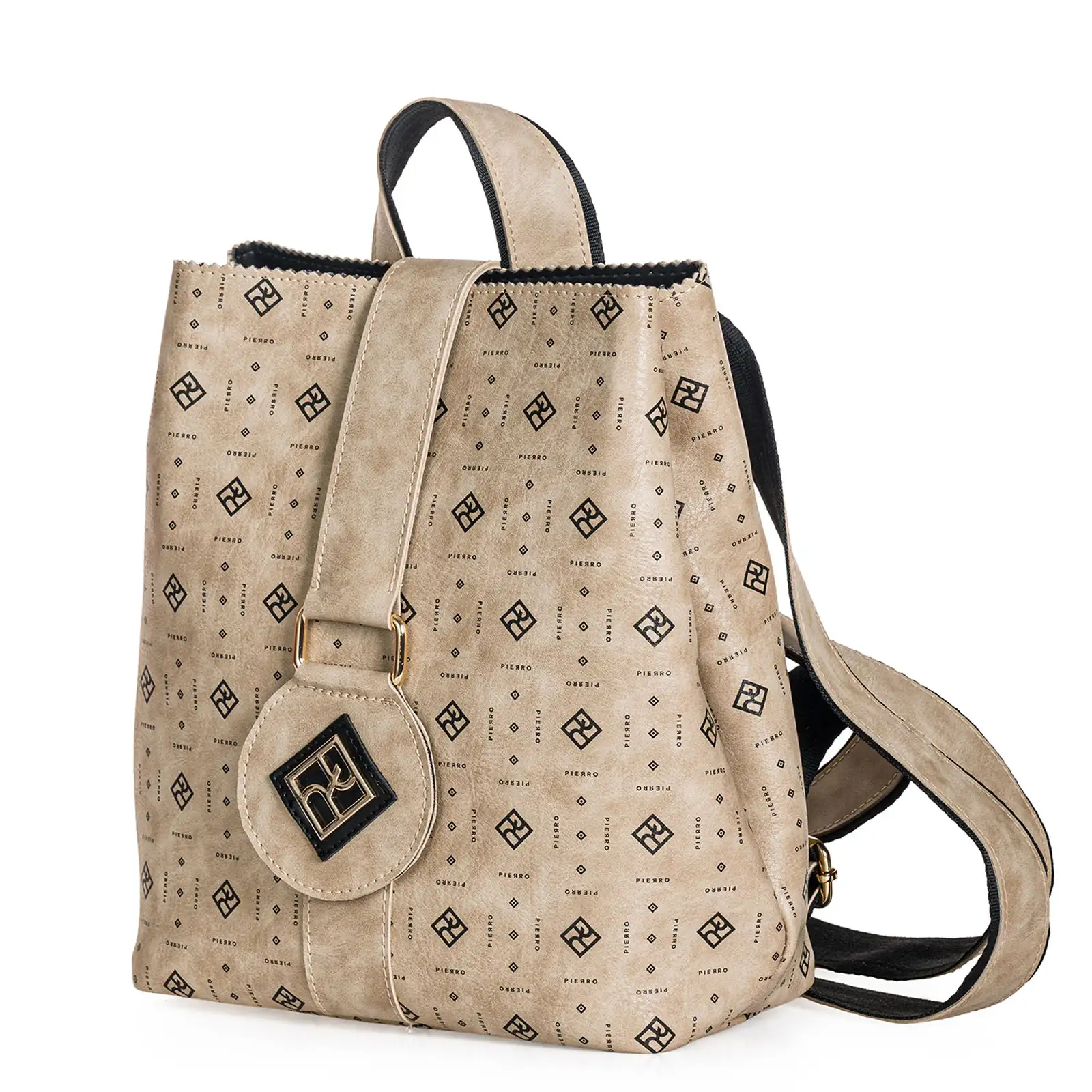 Γυναικείο σακίδιο πλάτης Pierro Accessories 90880PM04 Monogram σε πούρου χρώμα με ανάγλυφο λογότυπο.