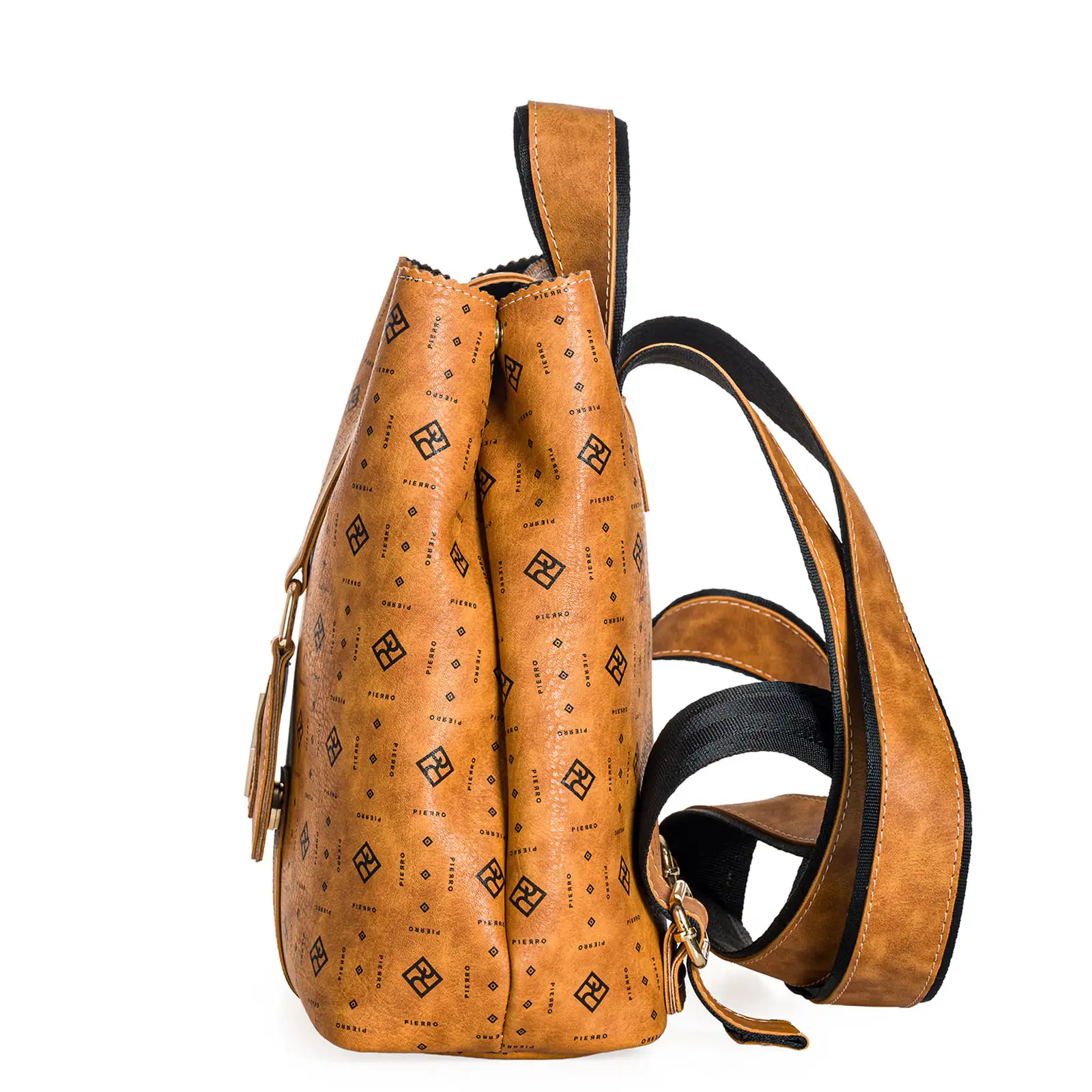 Γυναικείο σακίδιο πλάτης Pierro Accessories 90880PM11 Monogram σε ταμπά χρώμα με ανάγλυφο λογότυπο.