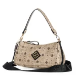 Μικρή γυναικεία τσάντα ώμου και χιαστί Pierro Accessories 90882PM04 Monogram σε πούρου χρώμα με φερμουάρ.