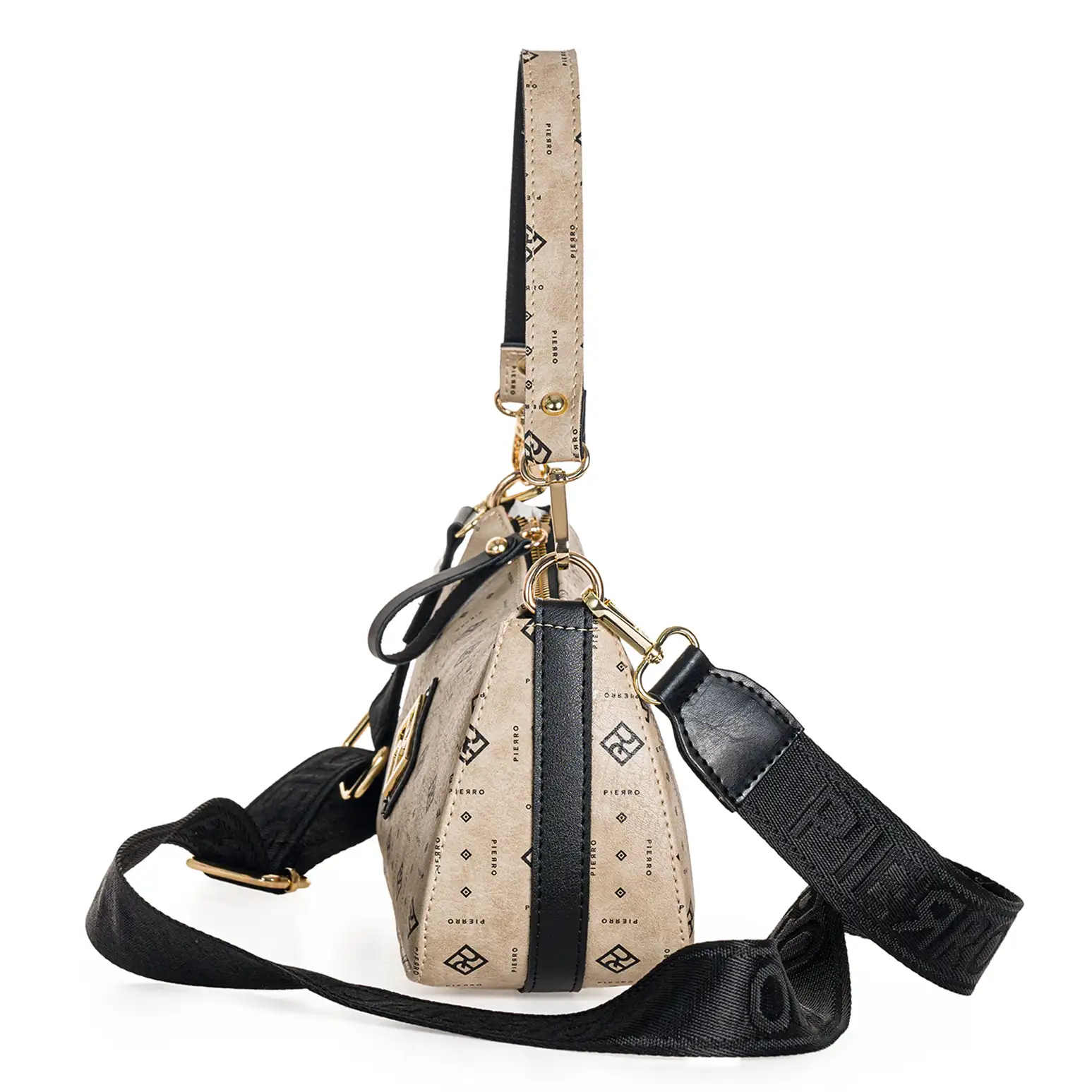 Μικρή γυναικεία τσάντα ώμου και χιαστί Pierro Accessories 90882PM04 Monogram σε πούρου χρώμα με φερμουάρ.