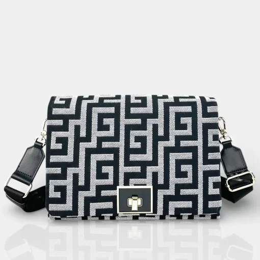 Ari Gorgio Γυναικεία τσάντα ώμου και χιαστί Μαύρη σε ύφασμα καμβά AG2300-01