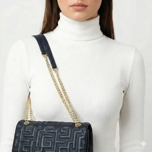 Ari Gorgio Γυναικεία τσάντα ώμου Μαύρη με αλυσίδα AG2300-03