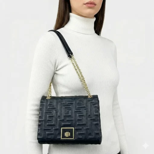 Ari Gorgio Γυναικεία τσάντα ώμου Μαύρη με αλυσίδα AG2300-03