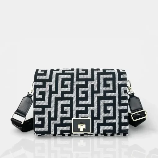 Ari Gorgio Γυναικεία τσάντα ώμου και χιαστί Μαύρη σε ύφασμα καμβά AG2301-01