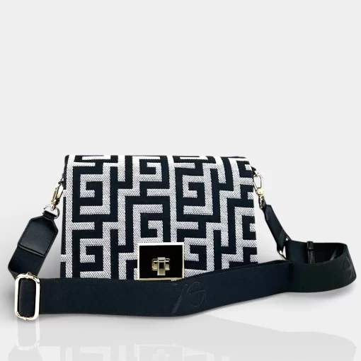 Ari Gorgio Γυναικεία τσάντα ώμου και χιαστί Μαύρη σε ύφασμα καμβά AG2301-01