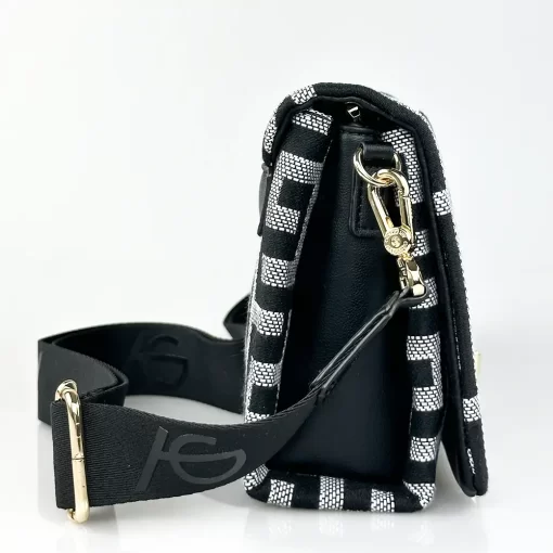 Ari Gorgio Γυναικεία τσάντα ώμου και χιαστί Μαύρη σε ύφασμα καμβά AG2301-01