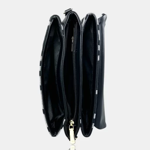 Ari Gorgio Γυναικεία τσάντα ώμου και χιαστί Μαύρη σε ύφασμα καμβά AG2301-01