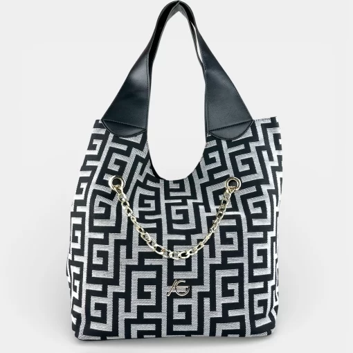 Ari Gorgio Γυναικεία τσάντα ώμου Μαύρη σε ύφασμα καμβά AG2312-01