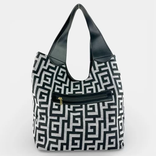 Ari Gorgio Γυναικεία τσάντα ώμου Μαύρη σε ύφασμα καμβά AG2312-01