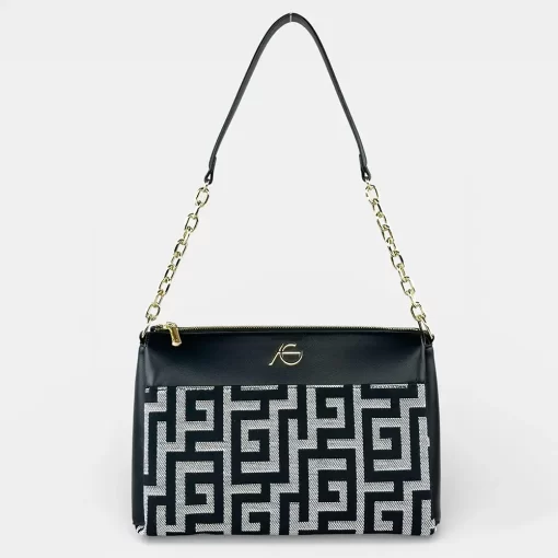 Ari Gorgio Γυναικεία τσάντα ώμου και χιαστί Μαύρη σε ύφασμα καμβά AG2326-01