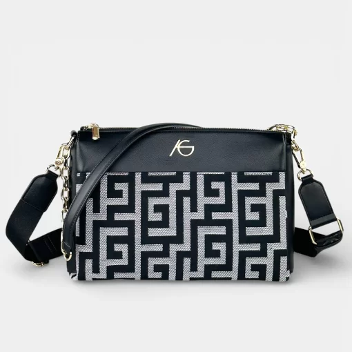 Ari Gorgio Γυναικεία τσάντα ώμου και χιαστί Μαύρη σε ύφασμα καμβά AG2326-01