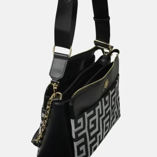 Ari Gorgio Γυναικεία τσάντα ώμου και χιαστί Μαύρη σε ύφασμα καμβά AG2326-01